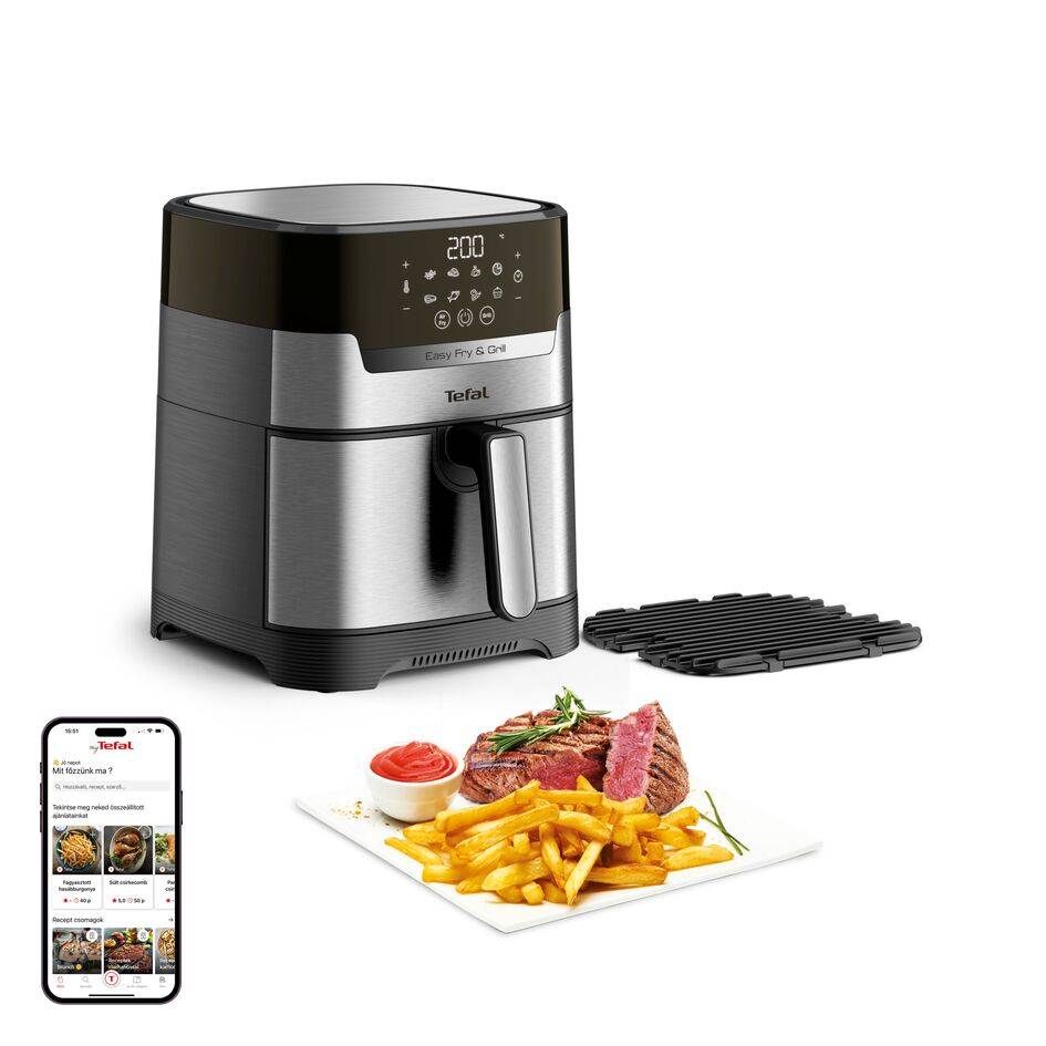 Forrólevegős fritőz Tefal Easy Fry & Grill 2az1-ben digitális EY505D15 Rozsdamentes/Fekete