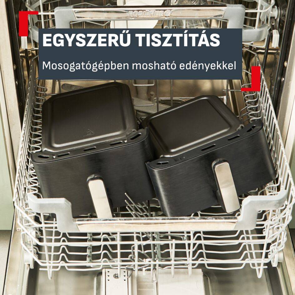 EY7528E0 Easy Fry Crispy Stack kétrekeszes forrólevegős sütő, Tefal