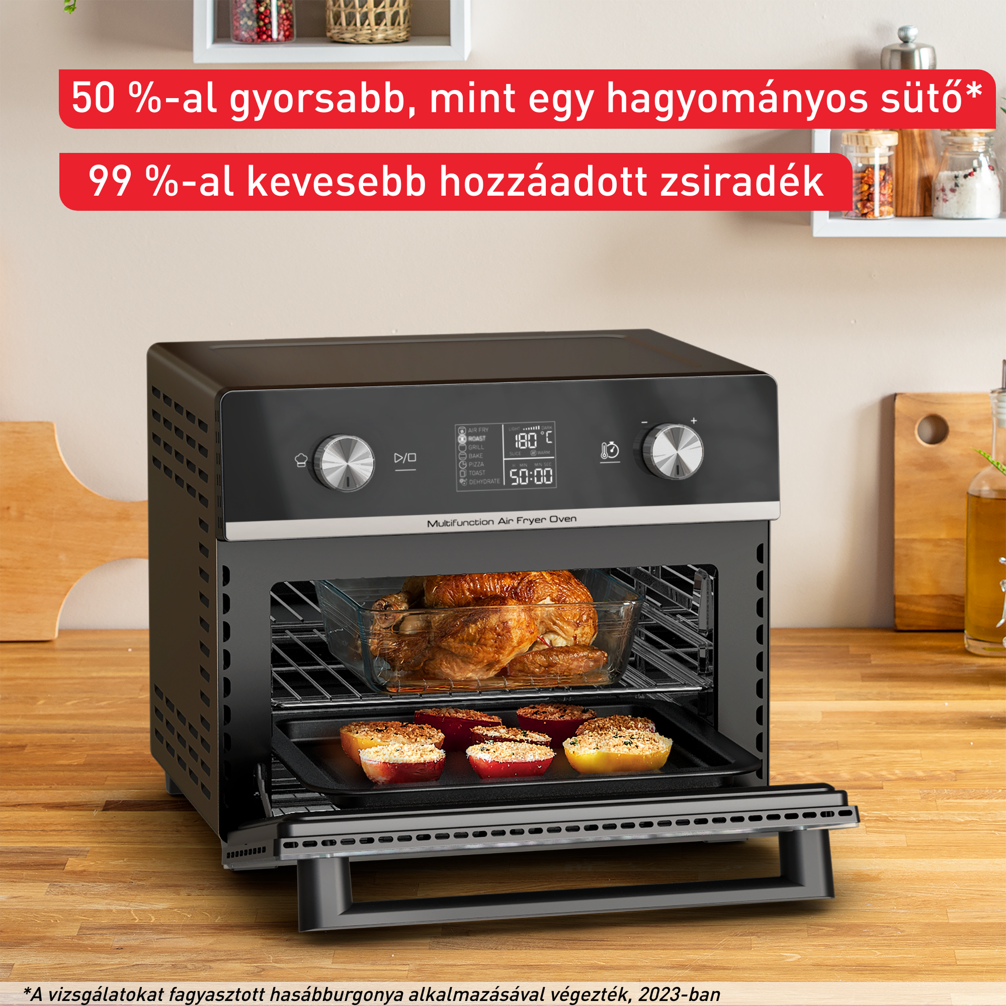 Nagyméretű, családi légkeveréses fritőz és multifunkciós sütő Tefal Easy Fry 20 l FW605810