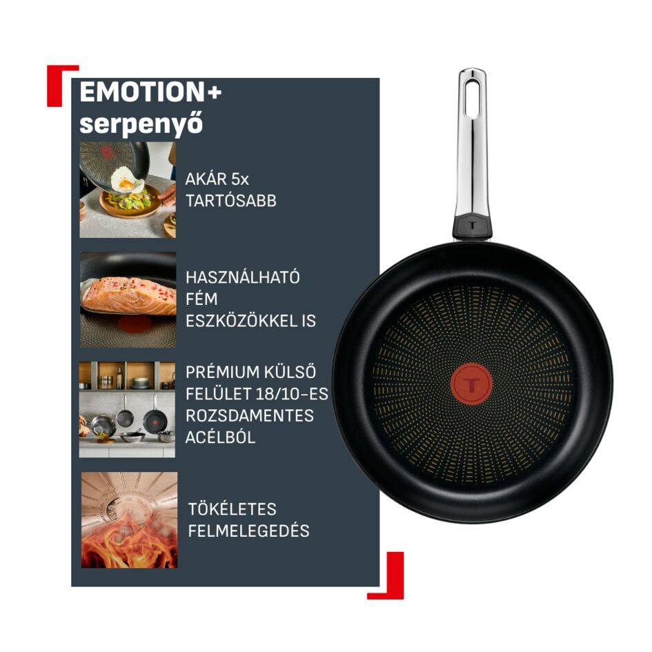 E3270444 Emotion+ tapadásmentes serpenyő, Tefal, 24 cm