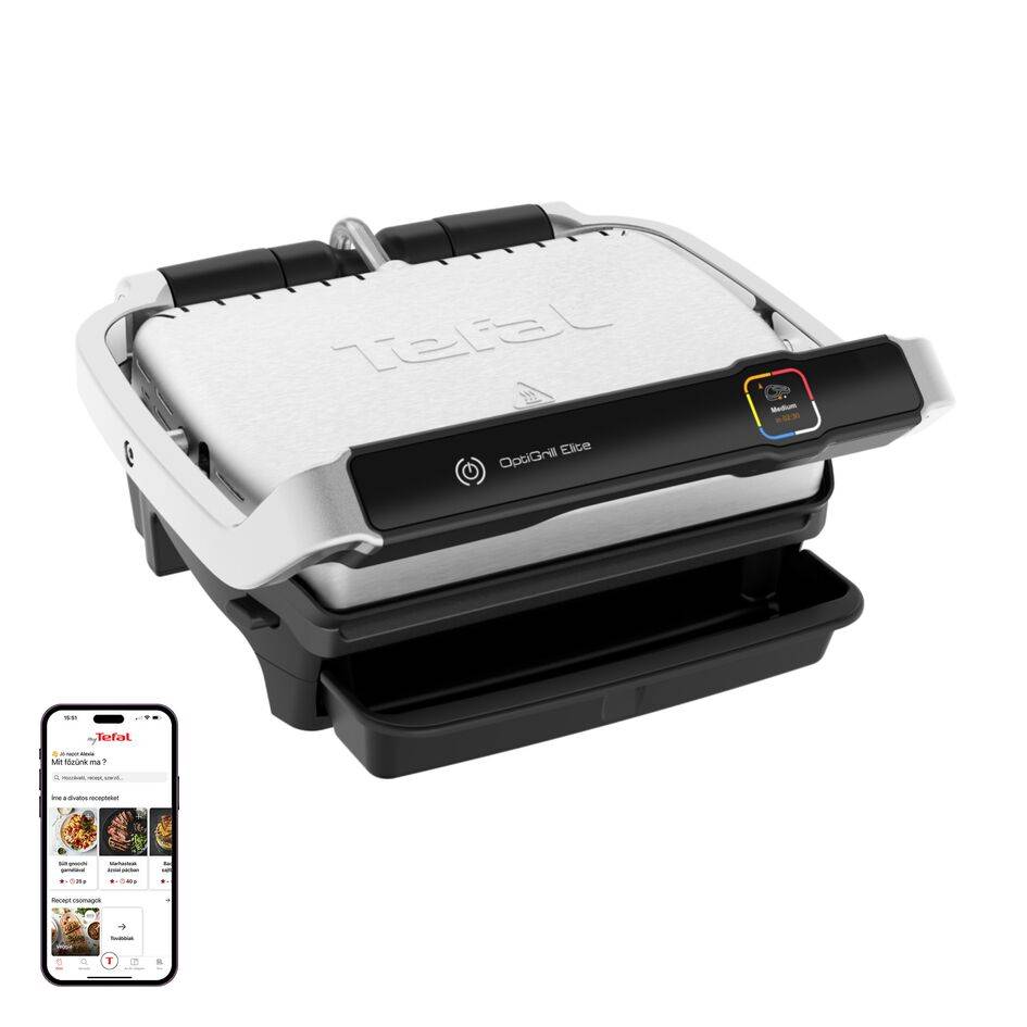 Elektromos grill Tefal OptiGrill Elite GC750D30 Ezüst/Fekete