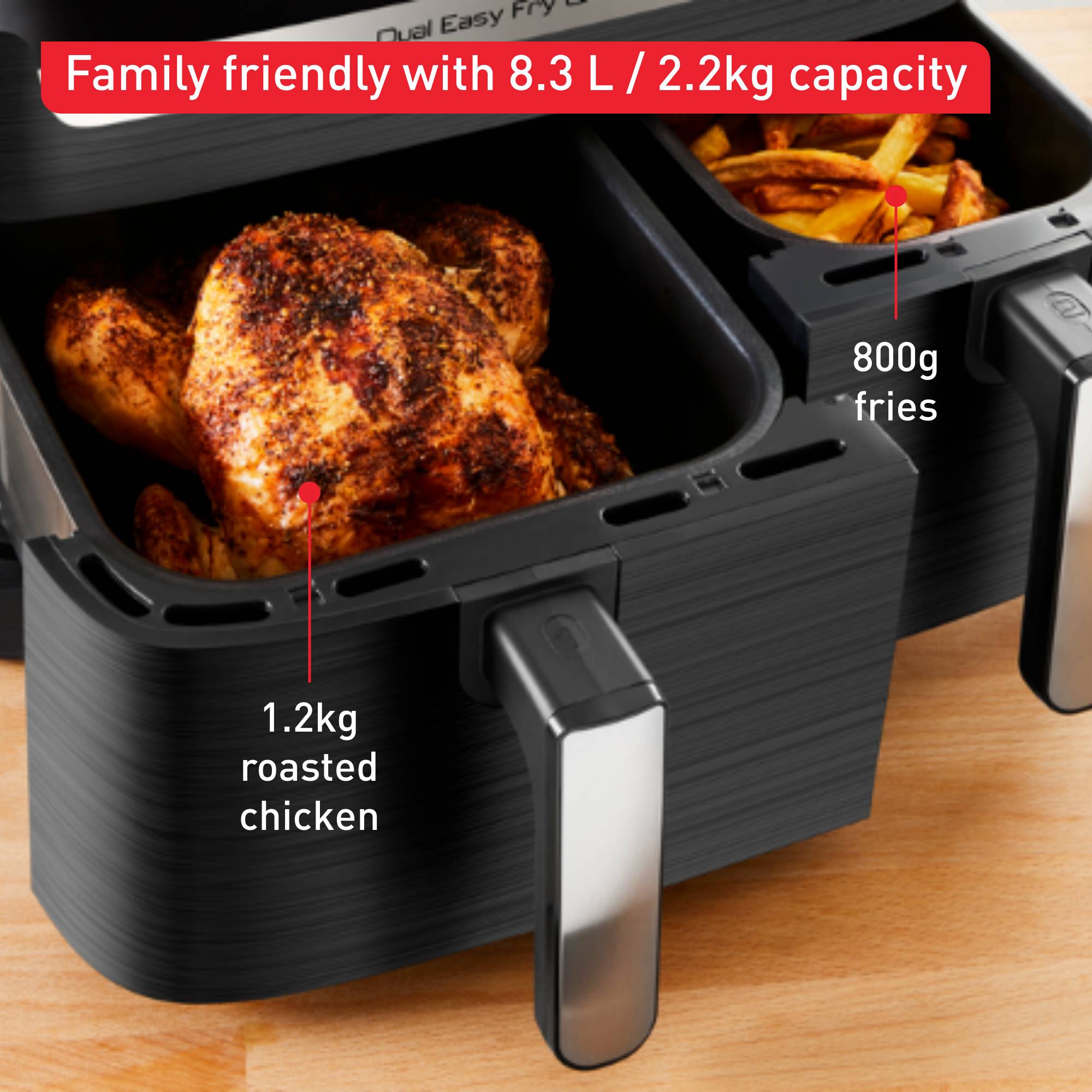 Dual Easy Fry & Grill Air fryer 8.3 L / 2.2kg Coal Grey