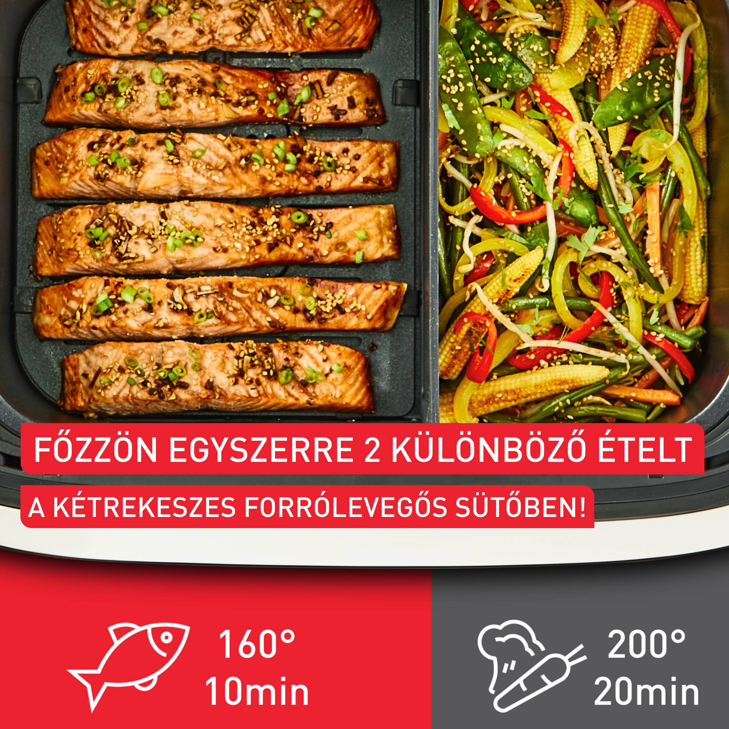 Forrólevegős fritőz Tefal Dual Easy Fry Flex EY9228E0 Fekete
