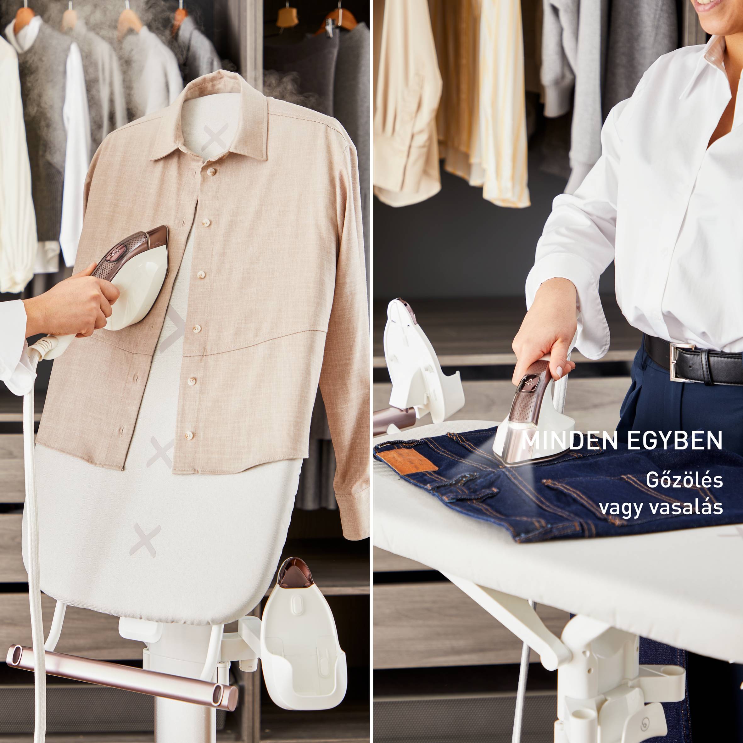 Sokoldalú gőzölés és vasalás egyben Tefal IXEO Vision QT1811E0 Fehér