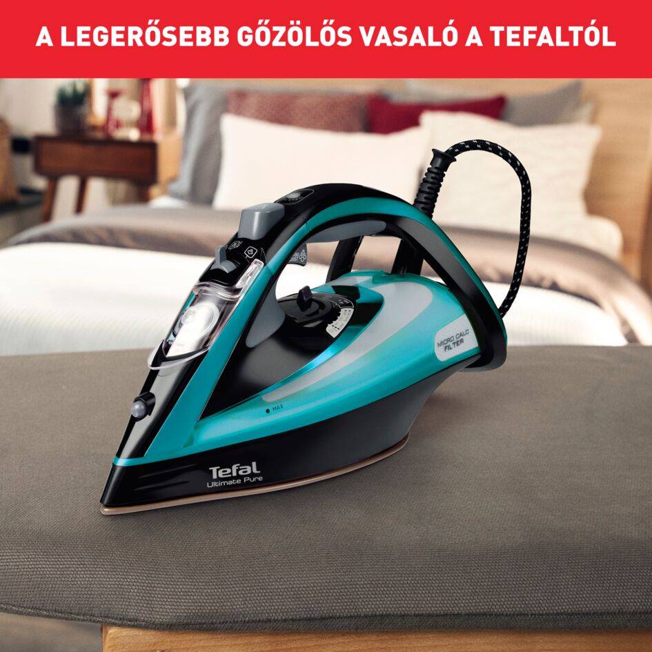 Gőzölős vasaló Tefal Ultimate Pure FV9844E0 Cián/Fekete
