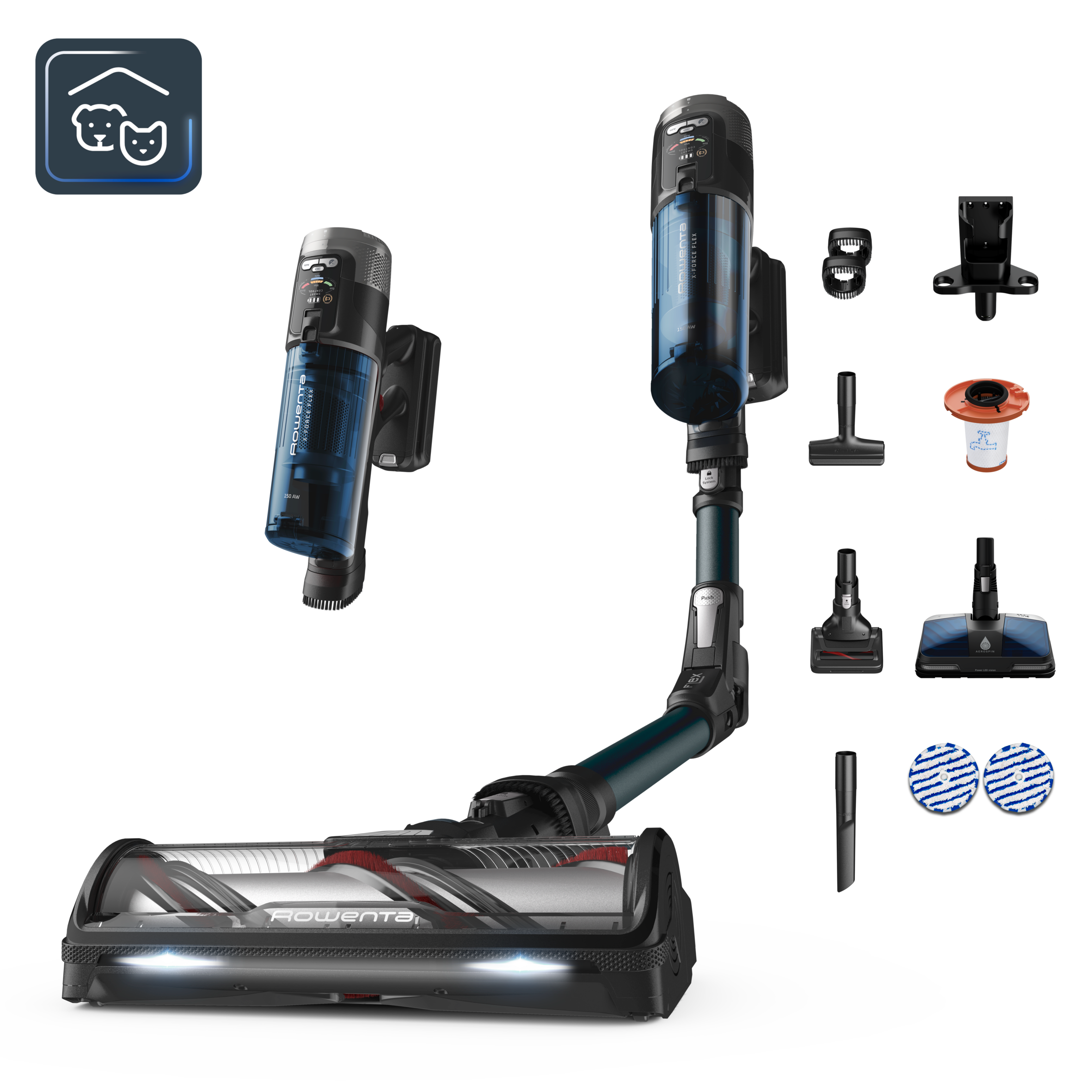 Rúdporszívó X-Force Flex 13.60 Auto Animal Aerospin Aqua 150 AW RH9AD1WO