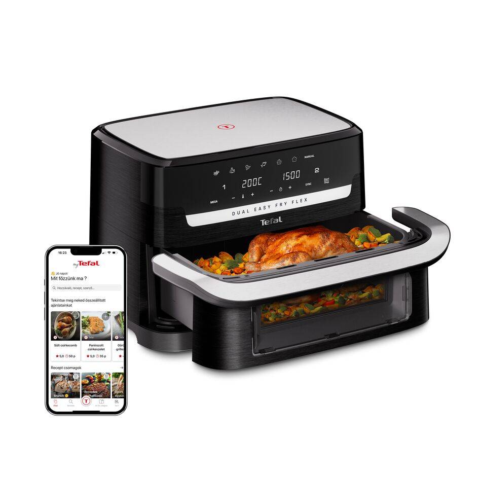 EY9228E0, Tefal Dual Easy Fry Flex 9 l dupla forrólevegős fritőz, fekete