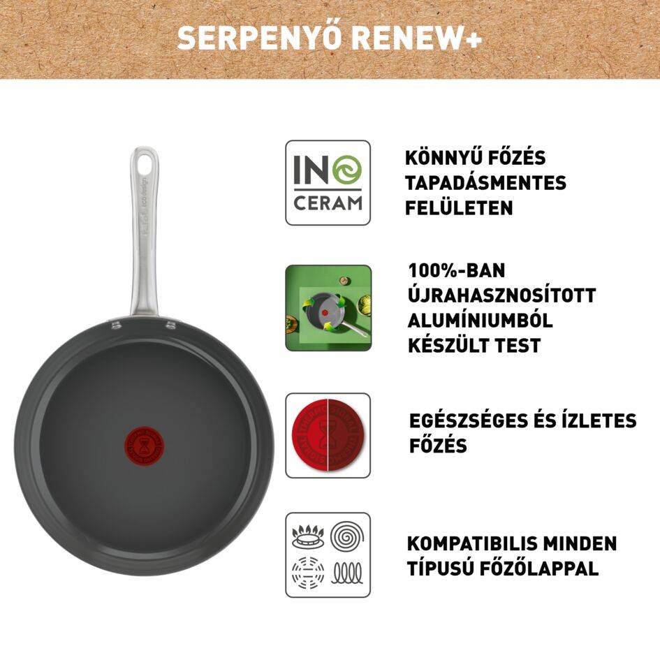 Tefal Renewal indukciós serpenyő C4260443 24 cm Kerámia