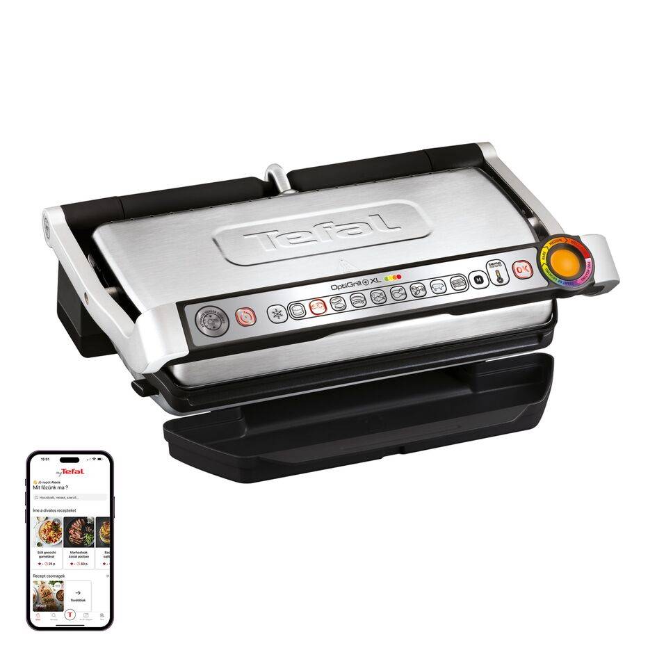 Elektromos grill Tefal OptiGrill+ XL GC722D34 Ezüst/Fekete