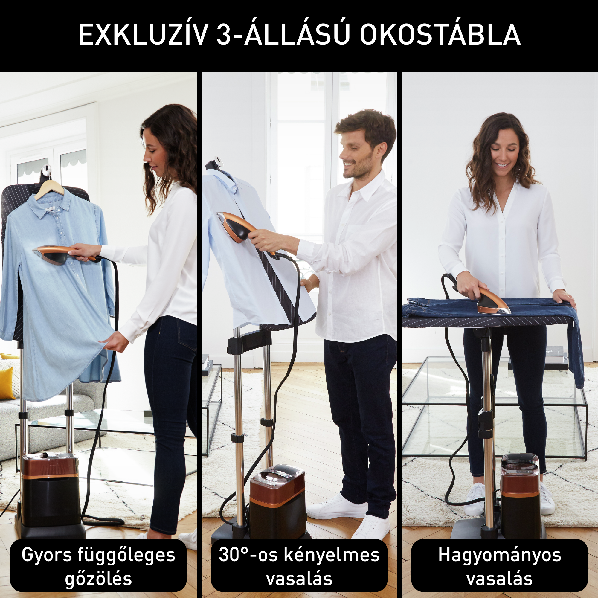 Ruhagőzölő Tefal Ixeo Power QT2020E0 Réz/Fekete