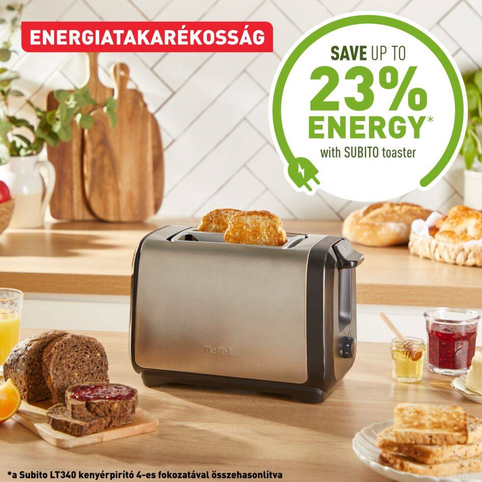 Tefal Subito kenyérpirító, rozsdamentes acél/fekete, TT5S1DE0