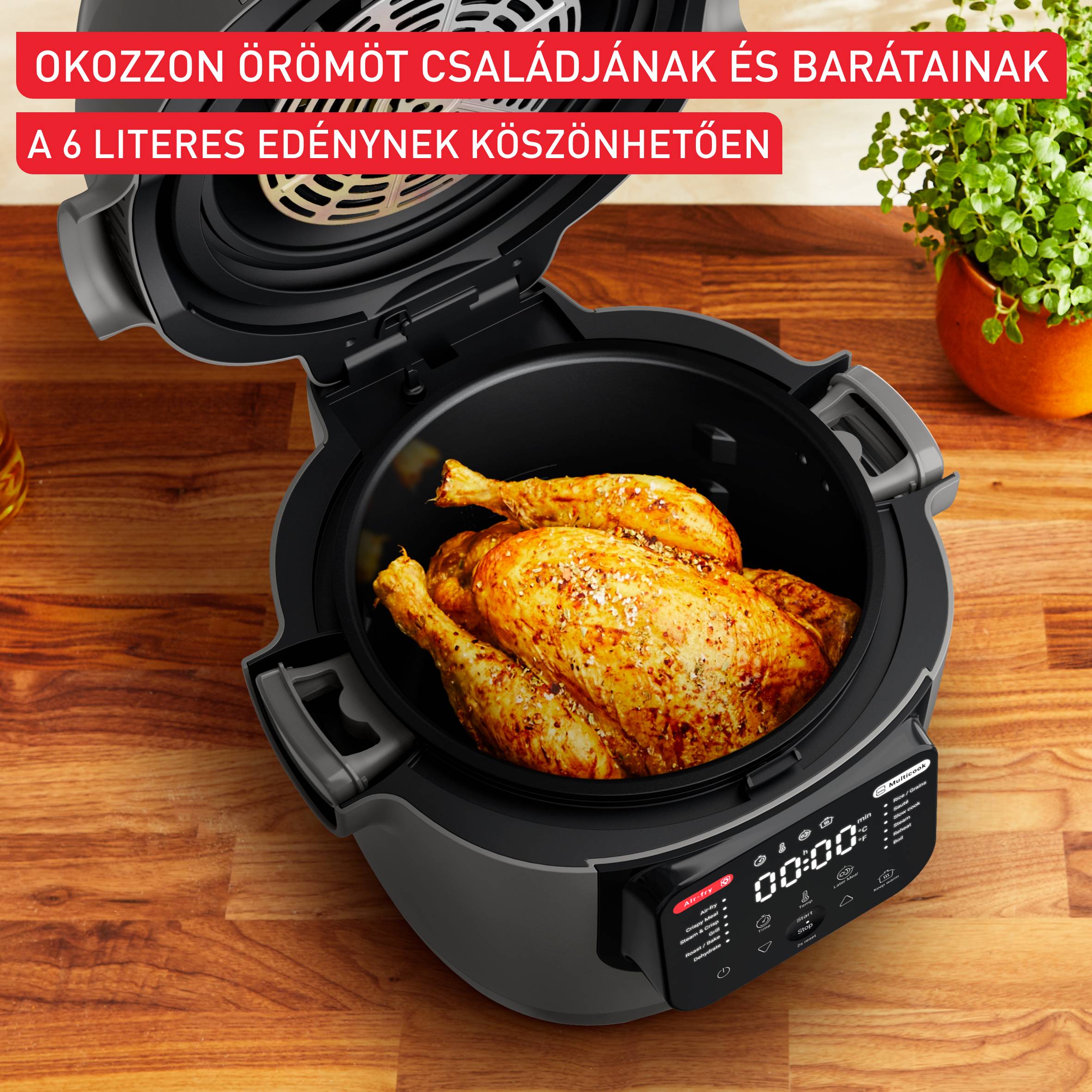 MY731BF0, Multifunkcionális edény és Tefal Multicook & Fry forrólevegős sütő, szürke