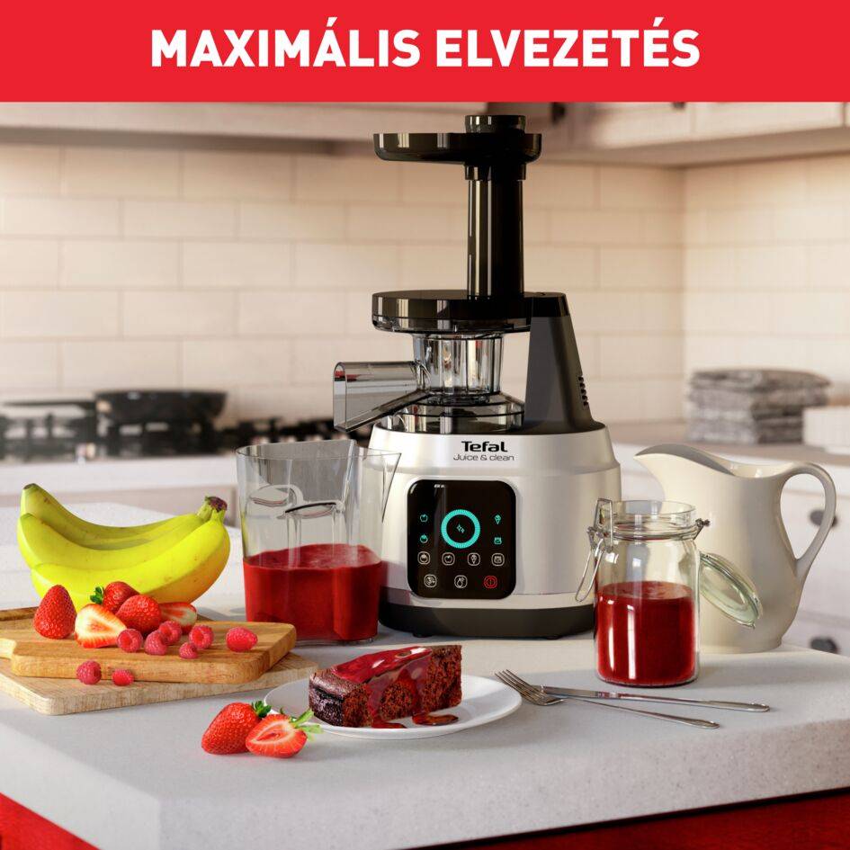 Gyümölcscentrifuga Tefal Juice & Clean ZC420E38 Rozsdamentes/Fekete
