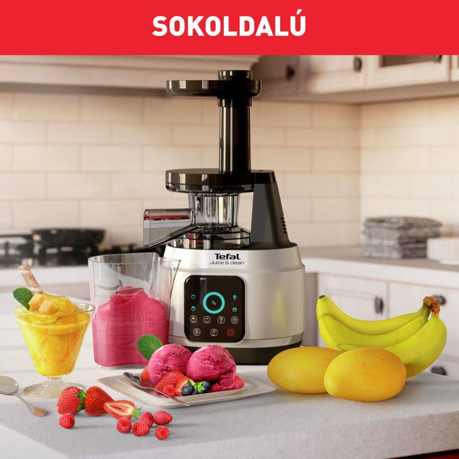 Gyümölcscentrifuga Tefal Juice & Clean ZC420E38 Rozsdamentes/Fekete