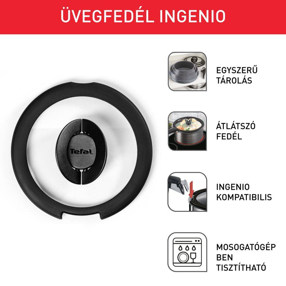 Üveg fedőkészlet Tefal Ingenio L9849053 3db-os 16, 18 és 20 cm