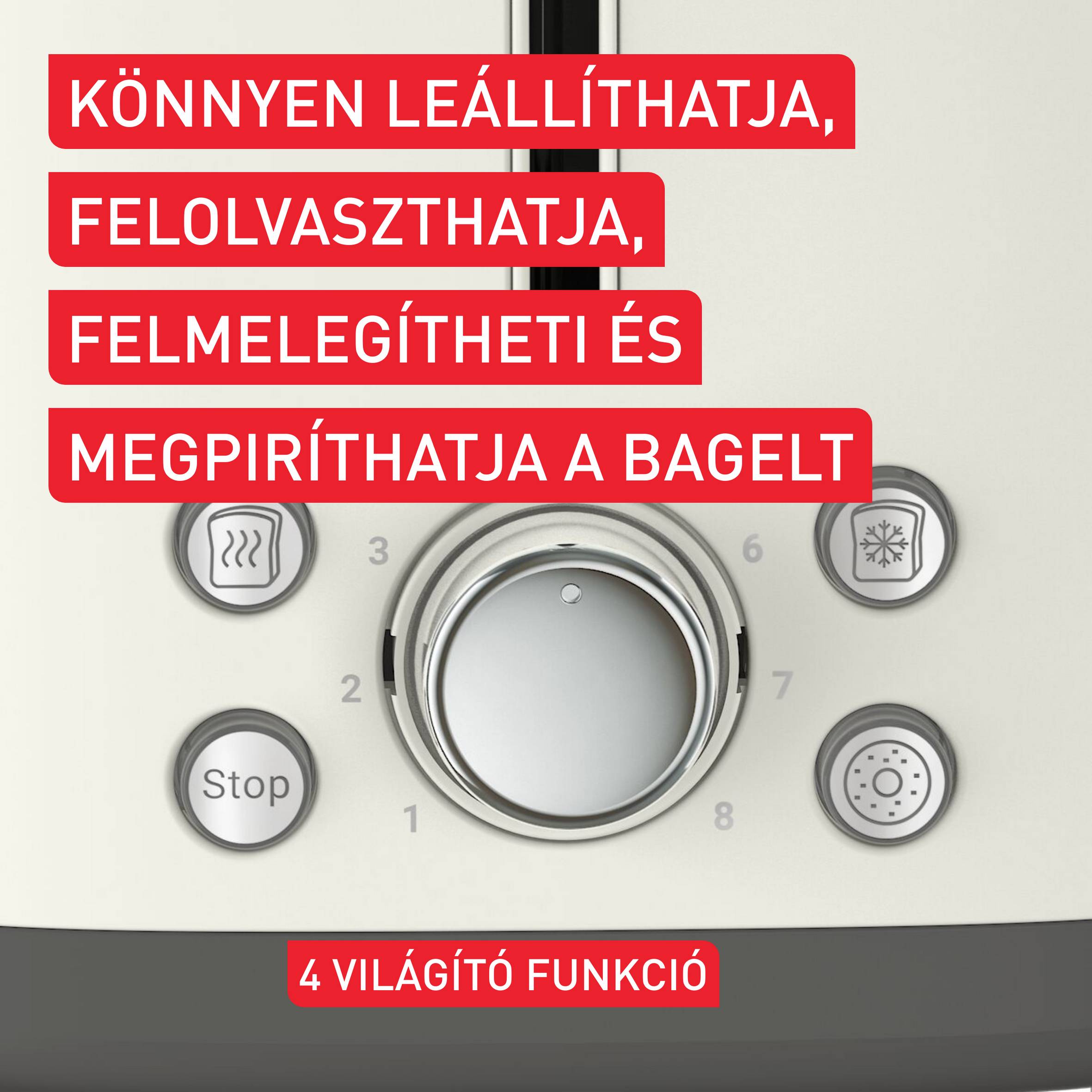 Tefal Collection retro kenyérpirító, rozsdamentes acél krémszínű TT720AE0