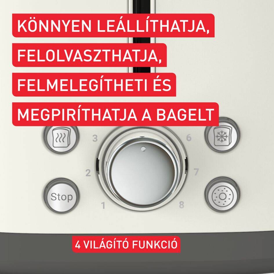 Tefal Collection retro kenyérpirító, rozsdamentes acél krémszínű TT720AE0