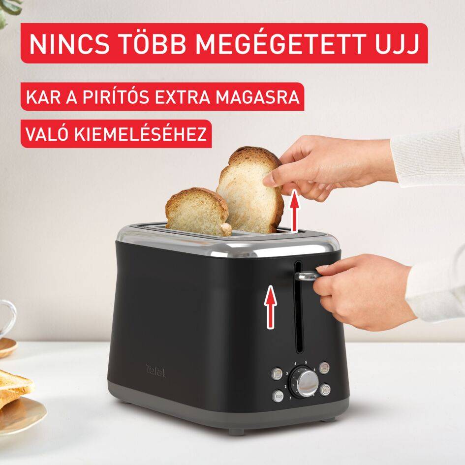Tefal Collection retro kenyérpirító rozsdamentes acél fekete TT7208E0