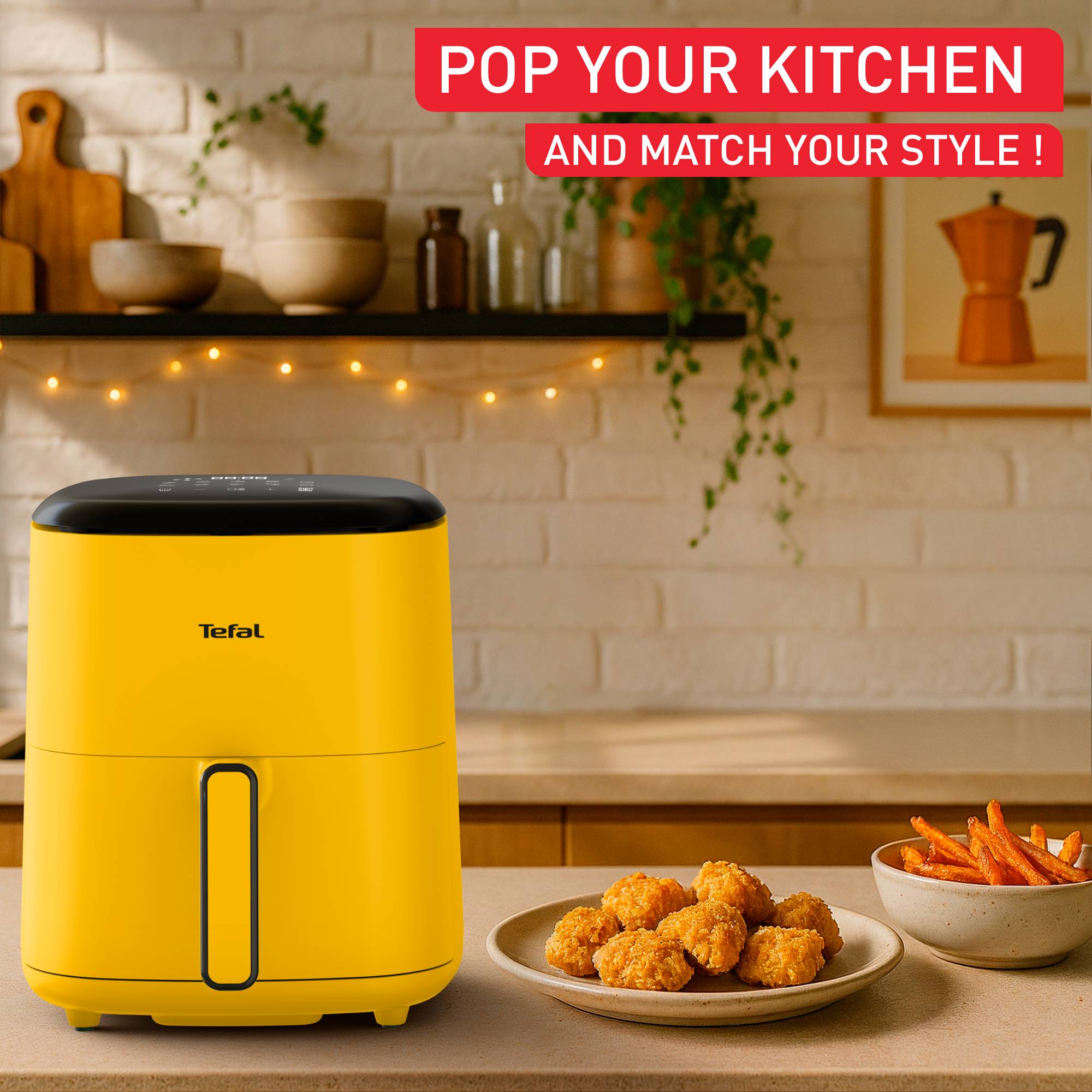 EY2452E0, Easy Fry POP légkeveréses fritőz 5 l, Tefal, sárga