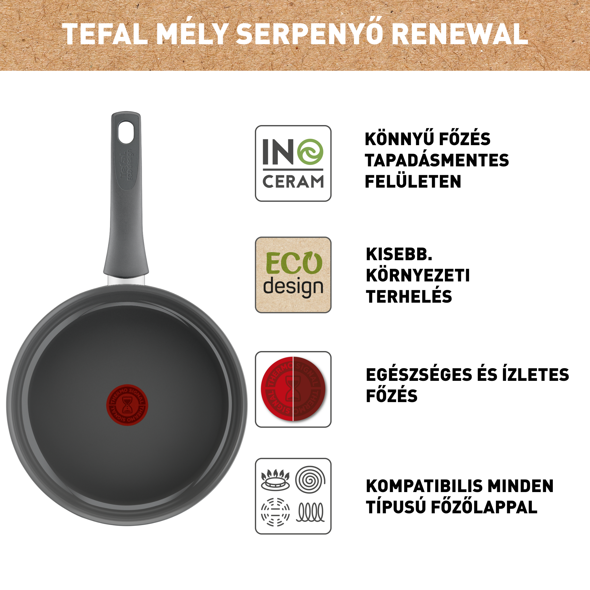 Felújítás Tefal 24cm mély serpenyő kerámia C4263243