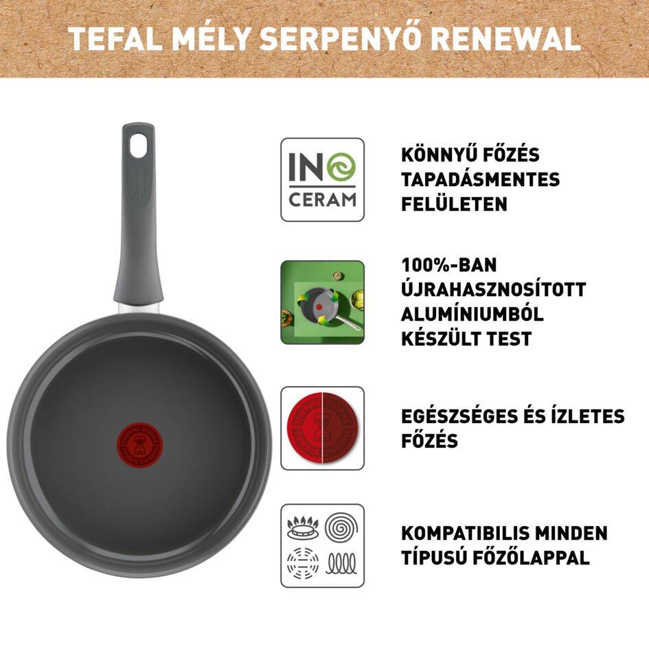 Felújítás Tefal 24cm mély serpenyő kerámia C4263243