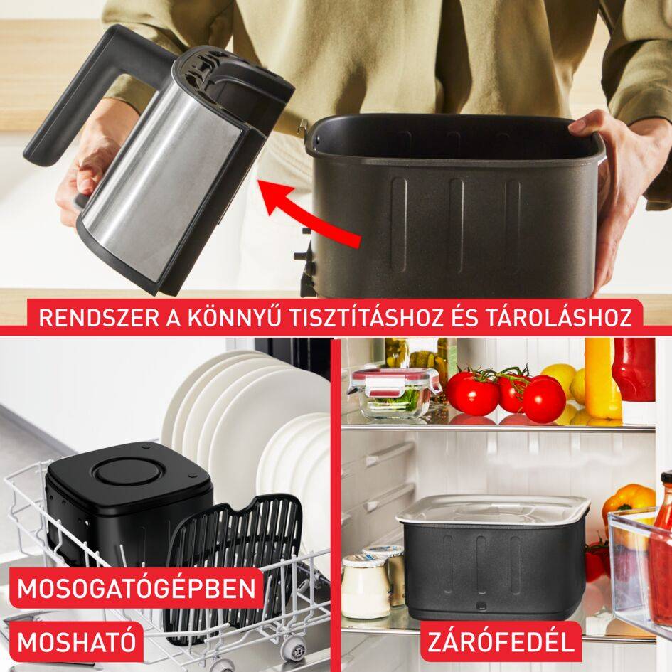 Csendes légkeveréses fritőz Tefal Easy Fry Silence EY552DE0 Rozsdamentes acél