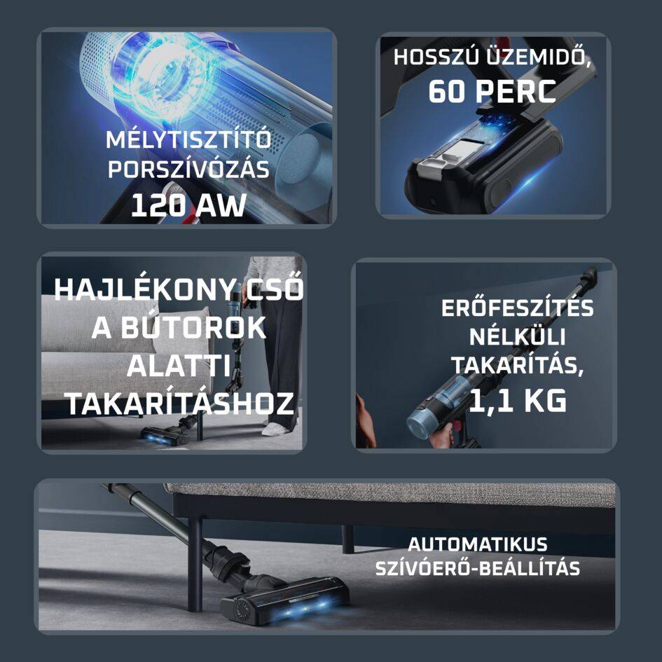 RH7AD5E0 X-Force Flex 10.80 Animal Aqua Auto 4 az 1-ben rúdporszívó, 120 AW