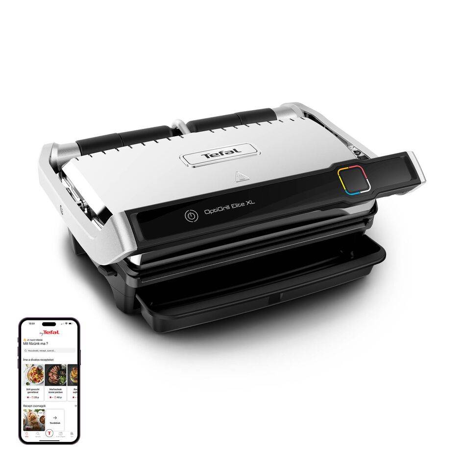 Elektromos grill Tefal OptiGrill Elite XL GC760D30 Ezüst/Fekete