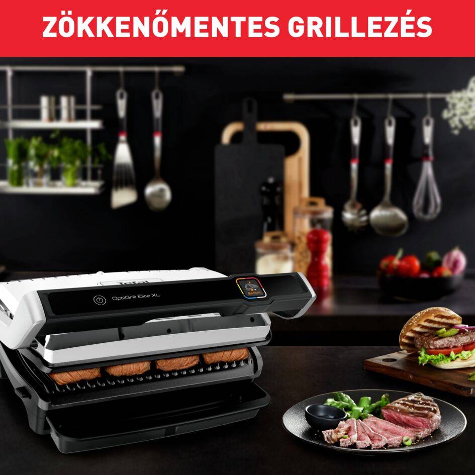 Elektromos grill Tefal OptiGrill Elite XL GC760D30 Ezüst/Fekete