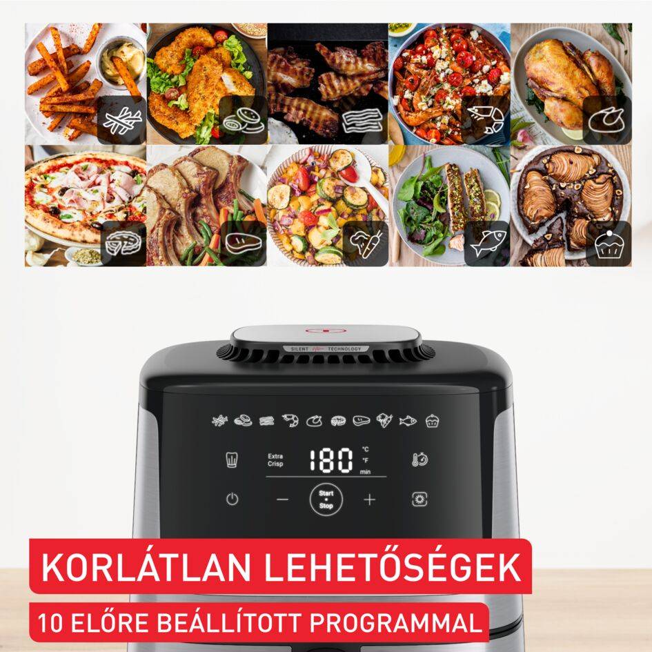 Csendes légkeveréses fritőz Tefal Easy Fry Silence EY552DE0 Rozsdamentes acél