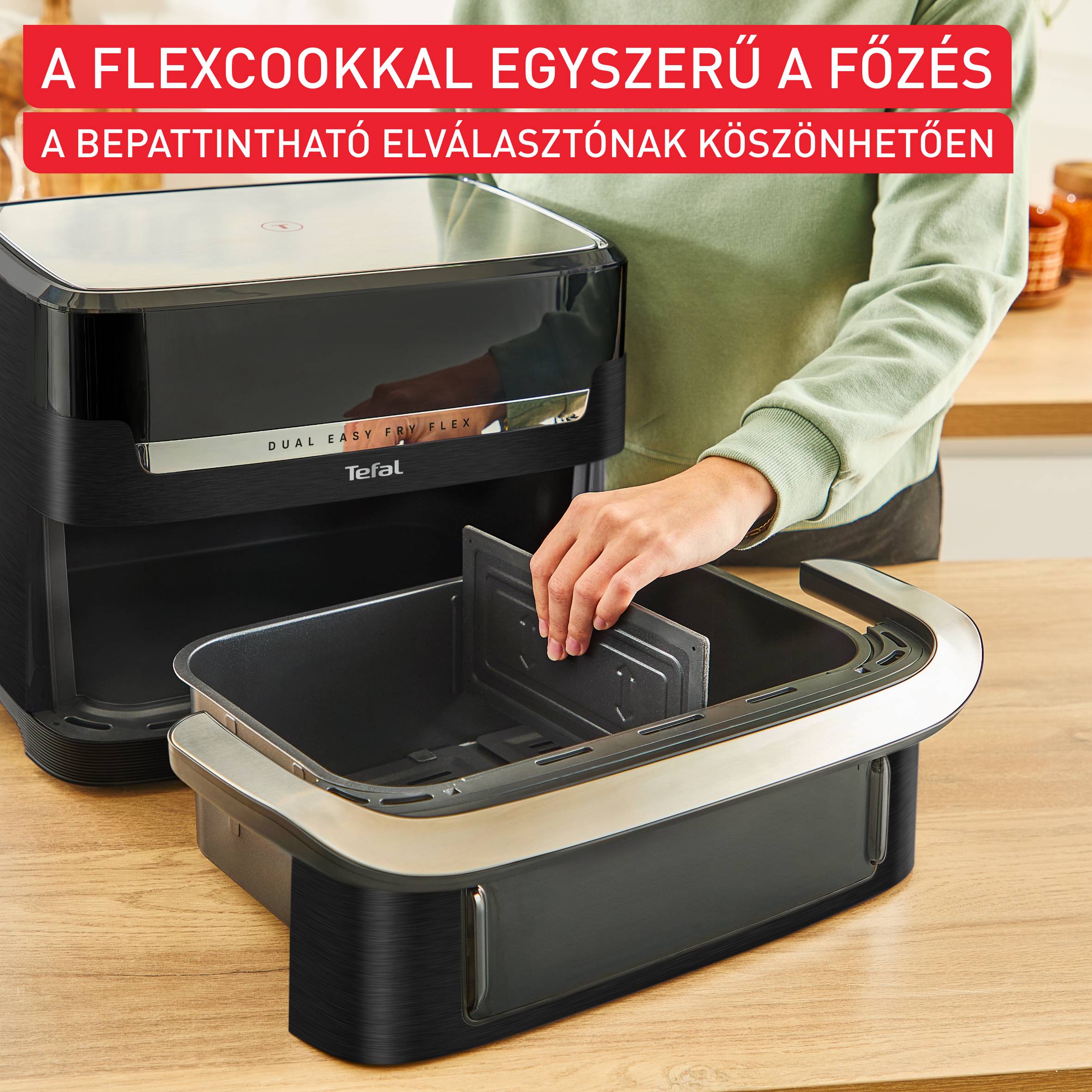 Forrólevegős fritőz Tefal Dual Easy Fry Flex EY9228E0 Fekete