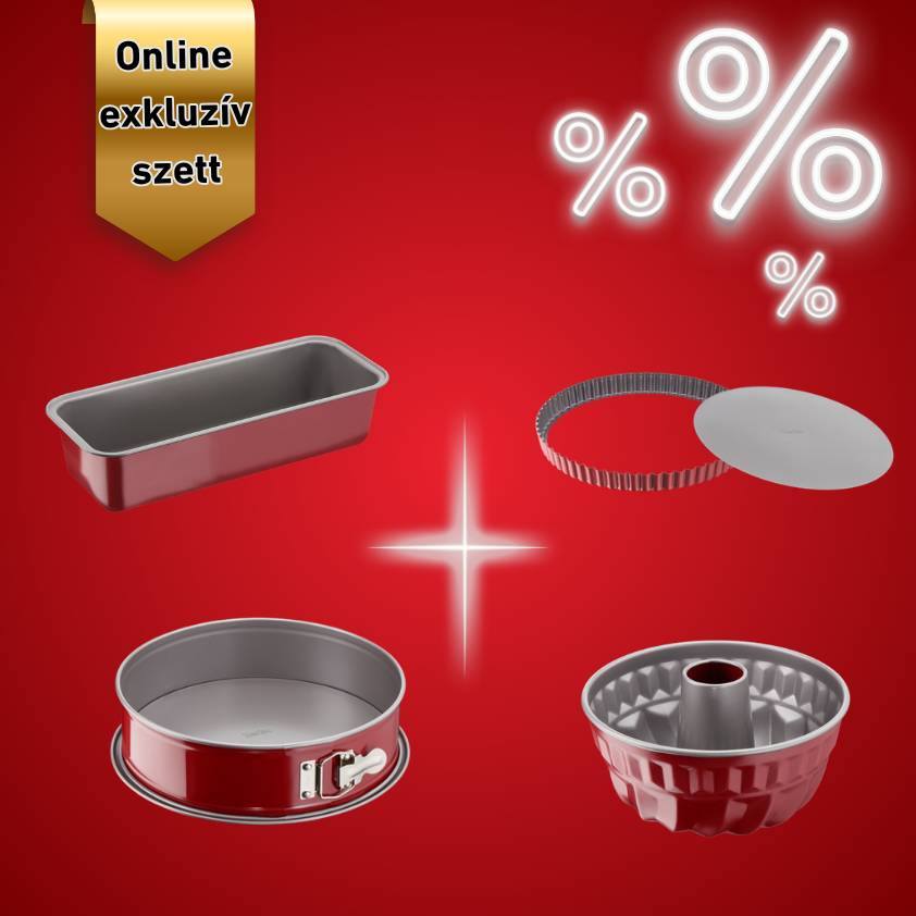 Sütő készlet Tefal Delibake kuglóf forma, kivehető aljú tortaforma, püspökkenyér forma és csatos tortaforma