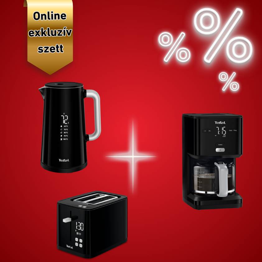 Tefal Digital reggeliző szett kenyérpirító, vízforraló és kávéfőző